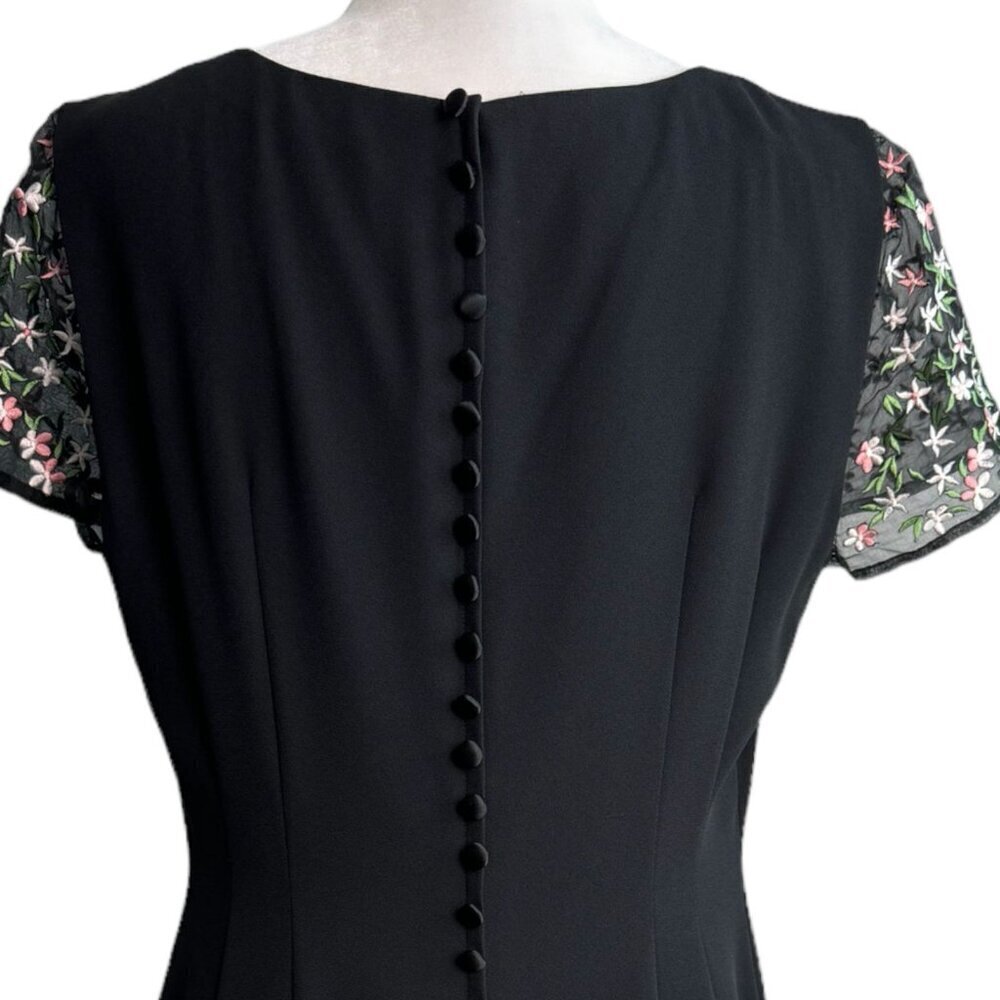 Donna Morgan Sheath Formal Evening Dress with Embroidered Sheer Sleeves Size 12 - Picture 9 of 10